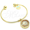 Oro Laminado Individual Bangle, Gold Filled Style Elephant and Dolphin Design, with White Cubic Zirconia, Diamond Cutting Finish, Golden Finish, 07.106.0004 (02 MM Thickness, One size fits all)