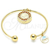 Oro Laminado Individual Bangle, Gold Filled Style Elephant and Dolphin Design, with White Cubic Zirconia, Diamond Cutting Finish, Golden Finish, 07.106.0004 (02 MM Thickness, One size fits all)