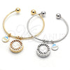 Oro Laminado Individual Bangle, Gold Filled Style Elephant and Dolphin Design, with White Cubic Zirconia, Diamond Cutting Finish, Golden Finish, 07.106.0004 (02 MM Thickness, One size fits all)