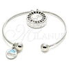 Rhodium Gold Filled Individual Bangle, Elephant and Dolphin Design, with White Cubic Zirconia, Diamond Cutting Finish, Rhodium Finish, 07.106.0004.1 (02 MM Thickness, One size fits all)