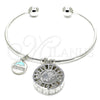 Rhodium Gold Filled Individual Bangle, Elephant and Dolphin Design, with White Cubic Zirconia, Diamond Cutting Finish, Rhodium Finish, 07.106.0004.1 (02 MM Thickness, One size fits all)