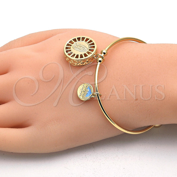 Gold Filled Jewelry — Individual Bangle Guadalupe and Dolphin Design with White — alternate product view — SKU 121028 | Oro Laminado joyería — Individual Bangle Guadalupe and Dolphin diseño with blanco — SKU 121028