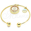Oro Laminado Individual Bangle, Gold Filled Style Guadalupe and Dolphin Design, with White Cubic Zirconia, Diamond Cutting Finish, Golden Finish, 07.106.0005 (02 MM Thickness, One size fits all)