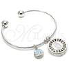 Rhodium Gold Filled Individual Bangle, Guadalupe and Dolphin Design, with White Cubic Zirconia, Diamond Cutting Finish, Rhodium Finish, 07.106.0005.1 (02 MM Thickness, One size fits all)