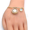 Oro Laminado Individual Bangle, Gold Filled Style Dolphin Design, with White Cubic Zirconia, Diamond Cutting Finish, Golden Finish, 07.106.0006 (02 MM Thickness, One size fits all)