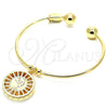 Oro Laminado Individual Bangle, Gold Filled Style Dolphin Design, with White Cubic Zirconia, Diamond Cutting Finish, Golden Finish, 07.106.0006 (02 MM Thickness, One size fits all)