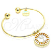 Oro Laminado Individual Bangle, Gold Filled Style Dolphin Design, with White Cubic Zirconia, Diamond Cutting Finish, Golden Finish, 07.106.0006 (02 MM Thickness, One size fits all)