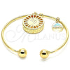 Oro Laminado Individual Bangle, Gold Filled Style Dolphin Design, with White Cubic Zirconia, Diamond Cutting Finish, Golden Finish, 07.106.0006 (02 MM Thickness, One size fits all)
