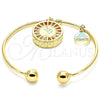Oro Laminado Individual Bangle, Gold Filled Style Dolphin Design, with White Cubic Zirconia, Diamond Cutting Finish, Golden Finish, 07.106.0006 (02 MM Thickness, One size fits all)