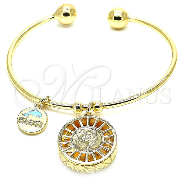 Gold Filled Jewelry — Individual Bangle Dolphin Design with White Cubic Zirconia — main product view — SKU 121030 | Oro Laminado joyería — Individual Bangle Dolphin diseño with blanco Cubic Zirconia — SKU 121030