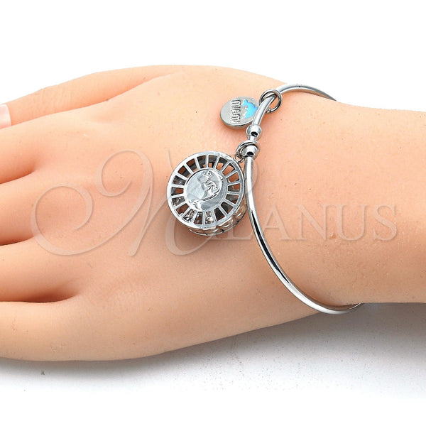 White Gold Filled Jewelry — Individual Bangle Dolphin Design with White Cubic Zirconia — alternate product view — SKU 121031 | Oro Laminado Blanco joyería — Individual Bangle Dolphin diseño with blanco Cubic Zirconia — SKU 121031