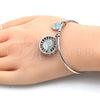 Rhodium Gold Filled Individual Bangle, Dolphin Design, with White Cubic Zirconia, Diamond Cutting Finish, Rhodium Finish, 07.106.0006.1 (02 MM Thickness, One size fits all)