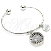 Rhodium Gold Filled Individual Bangle, Dolphin Design, with White Cubic Zirconia, Diamond Cutting Finish, Rhodium Finish, 07.106.0006.1 (02 MM Thickness, One size fits all)