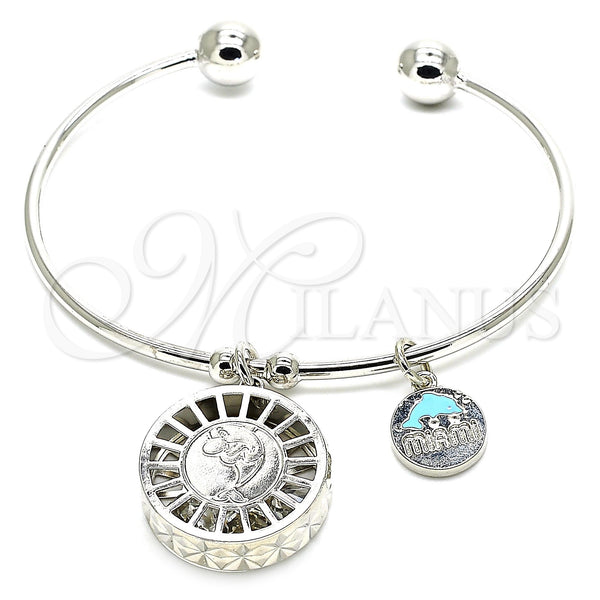 White Gold Filled Jewelry — Individual Bangle Dolphin Design with White Cubic Zirconia — main product view — SKU 121031 | Oro Laminado Blanco joyería — Individual Bangle Dolphin diseño with blanco Cubic Zirconia — SKU 121031