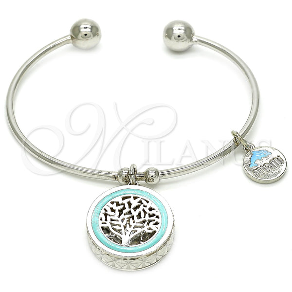 White Gold Filled Jewelry — Individual Bangle Tree and Dolphin Design with White — main product view — SKU 121033 | Oro Laminado Blanco joyería — Individual Bangle Tree and Dolphin diseño with blanco — SKU 121033