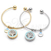 Rhodium Gold Filled Individual Bangle, Tree and Dolphin Design, with White Cubic Zirconia, Turquoise Enamel Finish, Rhodium Finish, 07.106.0007.1 (02 MM Thickness, One size fits all)
