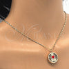 Oro Laminado Pendant Necklace, Gold Filled Style Heart Design, with White Cubic Zirconia, Red Enamel Finish, Golden Finish, 04.106.0035.20 (02 MM Thickness, 20 Inches Length)