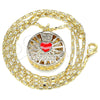Oro Laminado Pendant Necklace, Gold Filled Style Heart Design, with White Cubic Zirconia, Red Enamel Finish, Golden Finish, 04.106.0035.20 (02 MM Thickness, 20 Inches Length)