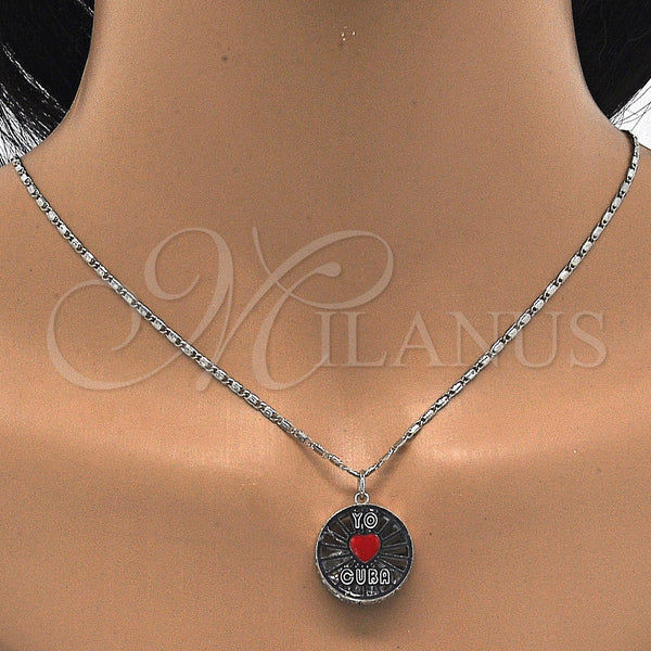 White Gold Filled Necklace — Pendant Necklace Heart Design with White Cubic Zirconia — alternate product view — SKU 121035 | Oro Laminado Blanco collar — Pendant Necklace corazón diseño with blanco Cubic Zirconia — SKU 121035