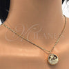 Oro Laminado Pendant Necklace, Gold Filled Style Tree Design, with White Cubic Zirconia, Diamond Cutting Finish, Golden Finish, 04.106.0036.20 (02 MM Thickness, 20 Inches Length)