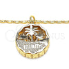 Oro Laminado Pendant Necklace, Gold Filled Style Tree Design, with White Cubic Zirconia, Diamond Cutting Finish, Golden Finish, 04.106.0036.20 (02 MM Thickness, 20 Inches Length)