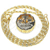 Oro Laminado Pendant Necklace, Gold Filled Style Tree Design, with White Cubic Zirconia, Diamond Cutting Finish, Golden Finish, 04.106.0036.20 (02 MM Thickness, 20 Inches Length)