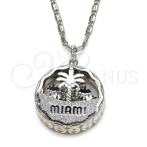 Rhodium Gold Filled Pendant Necklace, Tree Design, with White Cubic Zirconia, Diamond Cutting Finish, Rhodium Finish, 04.106.0036.1.18 (02 MM Thickness, 18 Inches Length)