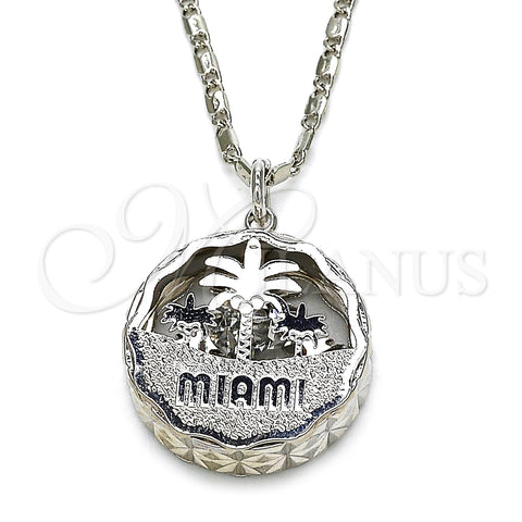 Rhodium Gold Filled Pendant Necklace, Tree Design, with White Cubic Zirconia, Diamond Cutting Finish, Rhodium Finish, 04.106.0036.1.18 (02 MM Thickness, 18 Inches Length)