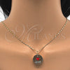 Oro Laminado Pendant Necklace, Gold Filled Style Heart Design, with White Cubic Zirconia, Red Enamel Finish, Golden Finish, 04.106.0037.20 (02 MM Thickness, 20 Inches Length)