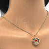 Oro Laminado Pendant Necklace, Gold Filled Style Heart Design, with White Cubic Zirconia, Red Enamel Finish, Golden Finish, 04.106.0037.20 (02 MM Thickness, 20 Inches Length)