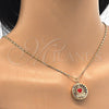 Oro Laminado Pendant Necklace, Gold Filled Style Heart Design, with White Cubic Zirconia, Red Enamel Finish, Golden Finish, 04.106.0037.20 (02 MM Thickness, 20 Inches Length)