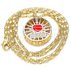 Oro Laminado Pendant Necklace, Gold Filled Style Heart Design, with White Cubic Zirconia, Red Enamel Finish, Golden Finish, 04.106.0037.20 (02 MM Thickness, 20 Inches Length)