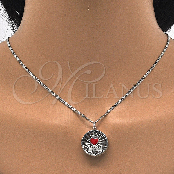 White Gold Filled Necklace — Pendant Necklace Heart Design with White Cubic Zirconia — alternate product view — SKU 121039 | Oro Laminado Blanco collar — Pendant Necklace corazón diseño with blanco Cubic Zirconia — SKU 121039