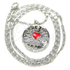Rhodium Gold Filled Pendant Necklace, Heart Design, with White Cubic Zirconia, Red Enamel Finish, Rhodium Finish, 04.106.0037.1.18 (02 MM Thickness, 18 Inches Length)
