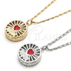 Rhodium Gold Filled Pendant Necklace, Heart Design, with White Cubic Zirconia, Red Enamel Finish, Rhodium Finish, 04.106.0037.1.18 (02 MM Thickness, 18 Inches Length)