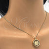Oro Laminado Pendant Necklace, Gold Filled Style Elephant Design, with White Cubic Zirconia, Diamond Cutting Finish, Golden Finish, 04.106.0038.20 (02 MM Thickness, 20 Inches Length)