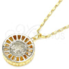 Oro Laminado Pendant Necklace, Gold Filled Style Elephant Design, with White Cubic Zirconia, Diamond Cutting Finish, Golden Finish, 04.106.0038.20 (02 MM Thickness, 20 Inches Length)