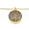 Oro Laminado Pendant Necklace, Gold Filled Style Elephant Design, with White Cubic Zirconia, Diamond Cutting Finish, Golden Finish, 04.106.0038.20 (02 MM Thickness, 20 Inches Length)