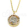Oro Laminado Pendant Necklace, Gold Filled Style Elephant Design, with White Cubic Zirconia, Diamond Cutting Finish, Golden Finish, 04.106.0038.20 (02 MM Thickness, 20 Inches Length)