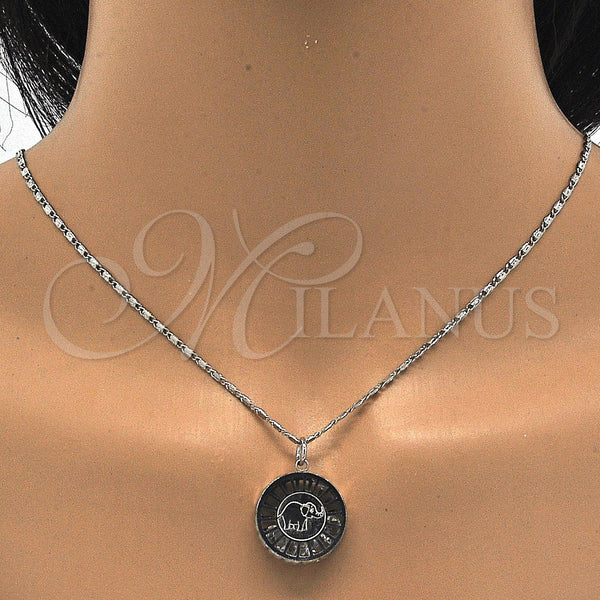 White Gold Filled Necklace — Pendant Necklace Elephant Design with White Cubic Zirconia — alternate product view — SKU 121041 | Oro Laminado Blanco collar — Pendant Necklace Elephant diseño with blanco Cubic Zirconia — SKU 121041