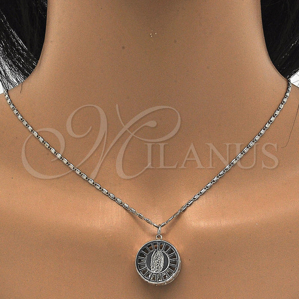 White Gold Filled Necklace — Pendant Necklace Guadalupe Design with White Cubic Zirconia — alternate product view — SKU 121043 | Oro Laminado Blanco collar — Pendant Necklace Guadalupe diseño with blanco Cubic Zirconia — SKU 121043