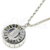 Rhodium Gold Filled Pendant Necklace, Guadalupe Design, with White Cubic Zirconia, Diamond Cutting Finish, Rhodium Finish, 04.106.0039.1.20 (02 MM Thickness, 20 Inches Length)