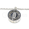 Rhodium Gold Filled Pendant Necklace, Guadalupe Design, with White Cubic Zirconia, Diamond Cutting Finish, Rhodium Finish, 04.106.0039.1.20 (02 MM Thickness, 20 Inches Length)