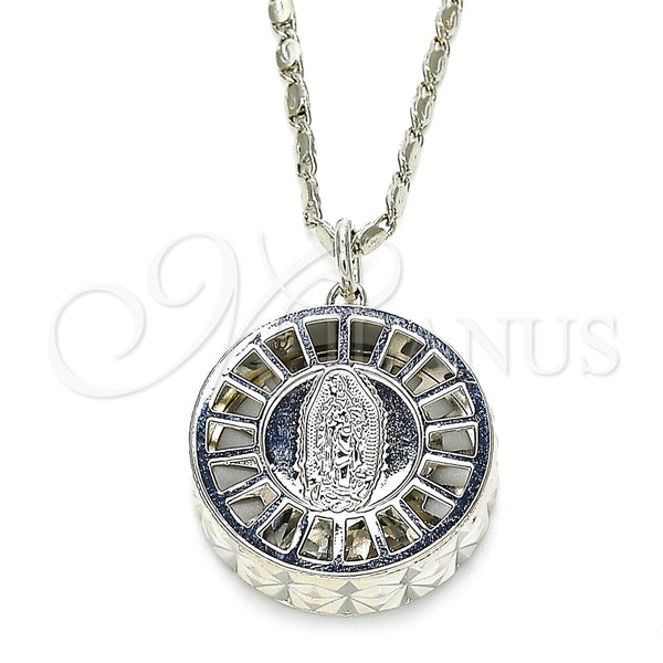 White Gold Filled Necklace — Pendant Necklace Guadalupe Design with White Cubic Zirconia — main product view — SKU 121043 | Oro Laminado Blanco collar — Pendant Necklace Guadalupe diseño with blanco Cubic Zirconia — SKU 121043