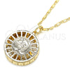 Oro Laminado Pendant Necklace, Gold Filled Style Dolphin Design, with White Cubic Zirconia, Polished, Golden Finish, 04.106.0040.20 (02 MM Thickness, 20 Inches Length)