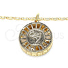Oro Laminado Pendant Necklace, Gold Filled Style Dolphin Design, with White Cubic Zirconia, Polished, Golden Finish, 04.106.0040.20 (02 MM Thickness, 20 Inches Length)