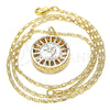 Oro Laminado Pendant Necklace, Gold Filled Style Dolphin Design, with White Cubic Zirconia, Polished, Golden Finish, 04.106.0040.20 (02 MM Thickness, 20 Inches Length)