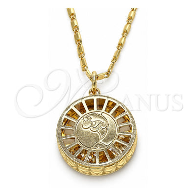 Oro Laminado Pendant Necklace, Gold Filled Style Dolphin Design, with White Cubic Zirconia, Polished, Golden Finish, 04.106.0040.20 (02 MM Thickness, 20 Inches Length)