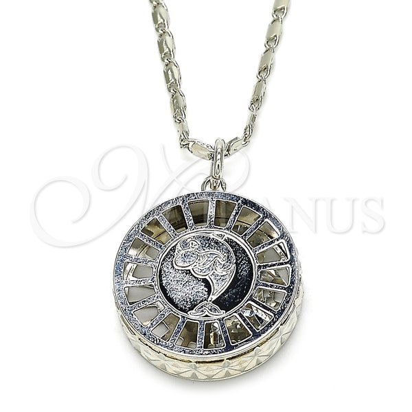 Rhodium Plated Pendant Necklace, Dolphin Design, with White Cubic Zirconia, Diamond Cutting Finish, Rhodium Finish, 04.106.0040.1.18 (02 MM Thickness, 18 Inches Length)