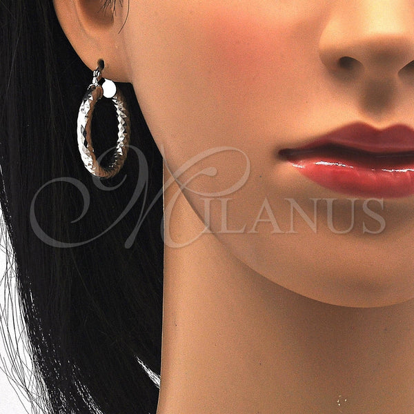 White Gold Filled Hoop Earrings — Medium Hoop Diamond Cutting 02. — alternate product view — SKU 121060 | Oro Laminado Blanco aretes de aro — Medium Hoop Diamond Cutting 02. — SKU 121060